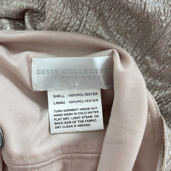 NWT Dessy Collection Silver Pink Rose One Shoulder Formal Gown Maxi Prom Dress - Picture 7 of 8